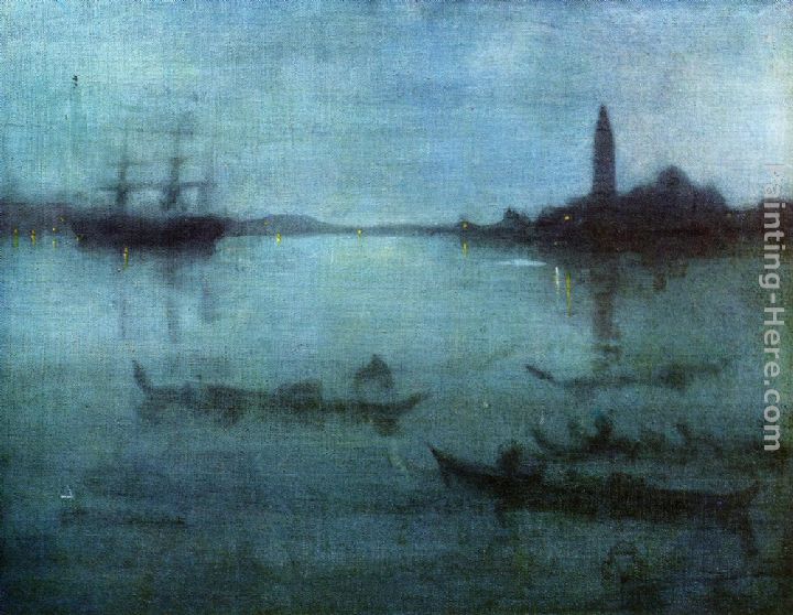 Nocturne in Blue and Silver The Lagoon, Venice painting - James Abbott McNeill Whistler Nocturne in Blue and Silver The Lagoon, Venice art painting